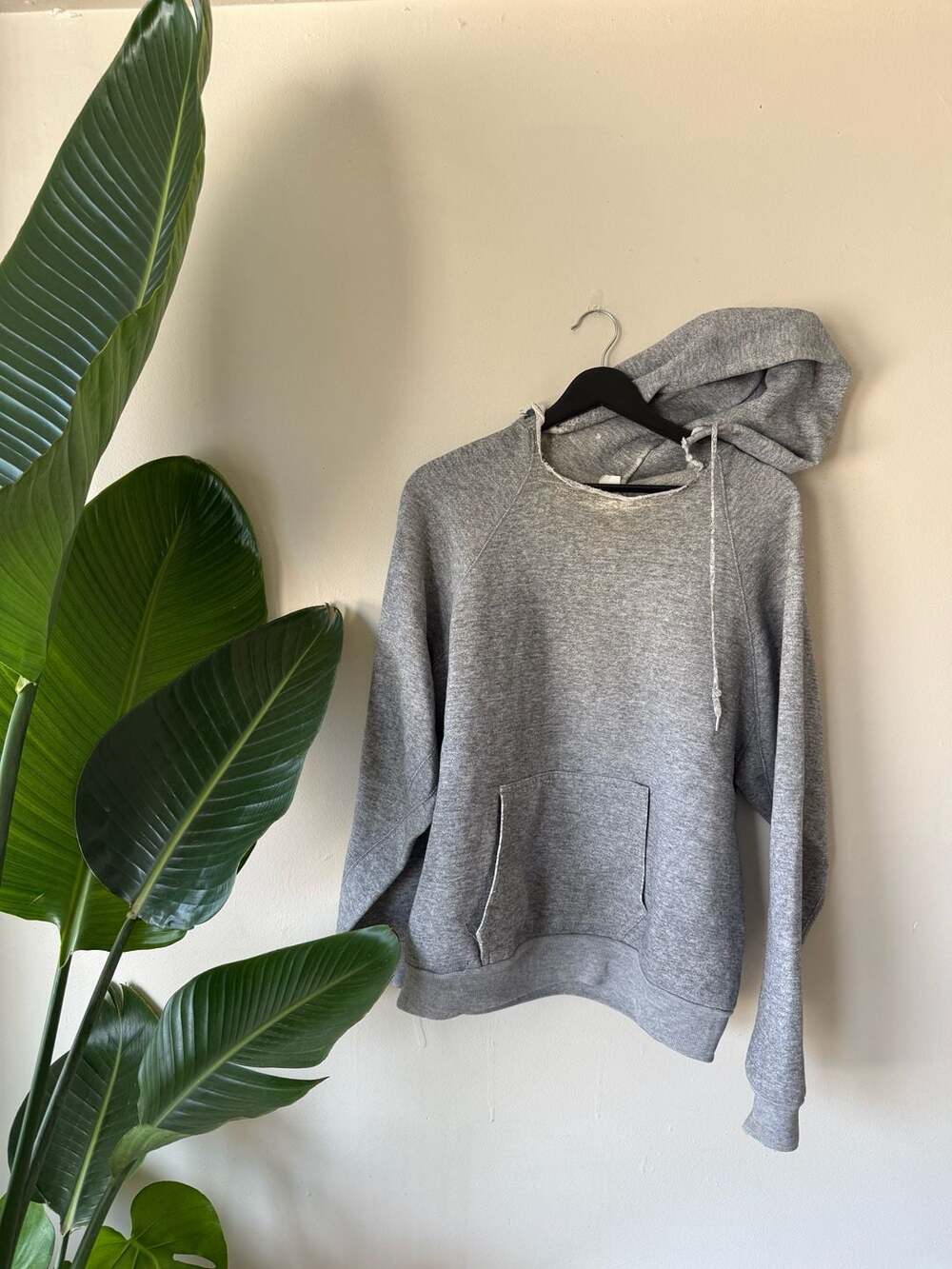 Vintage Gray Distressed Hooded Sweatshirt Pullover Hoodie